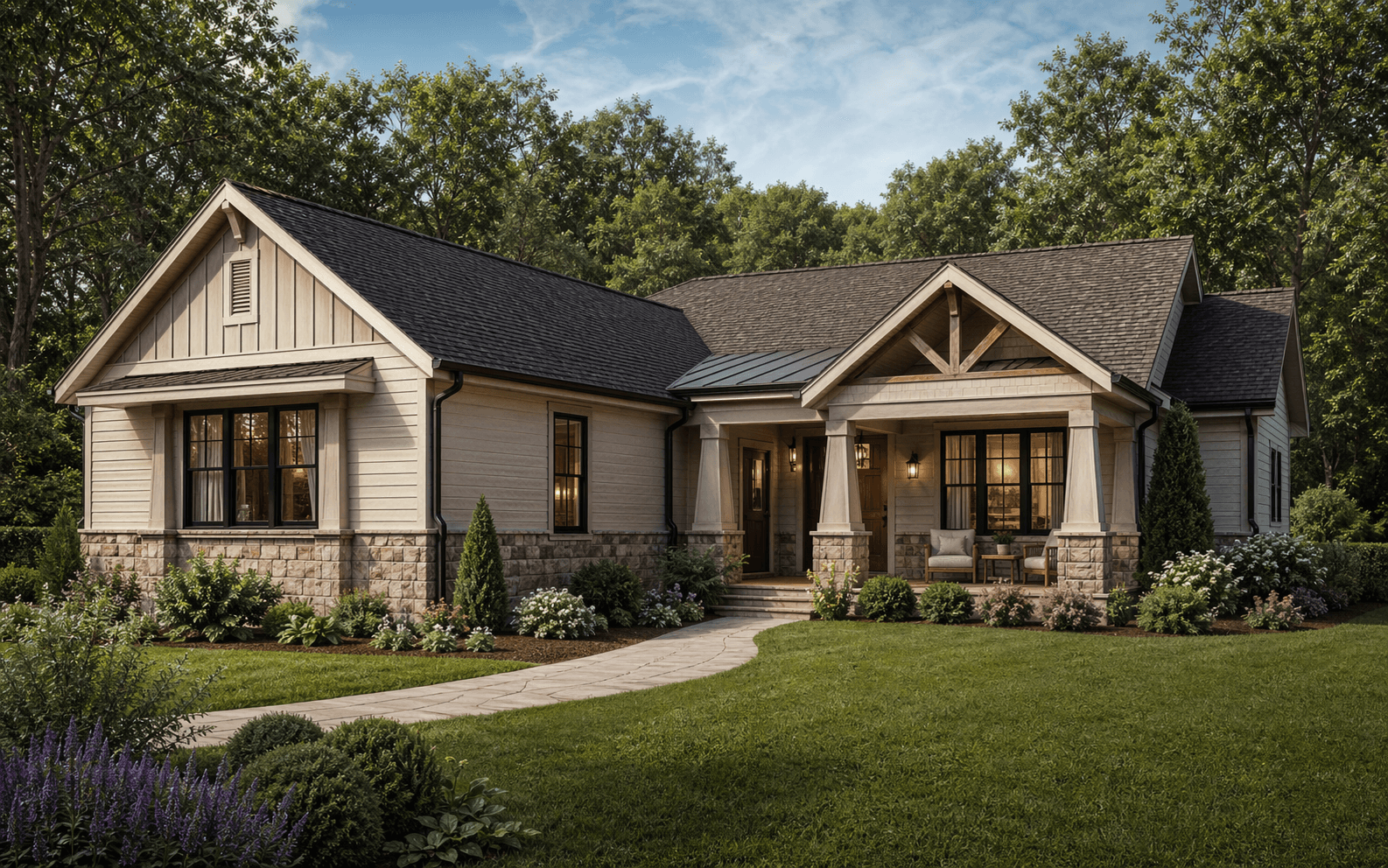 The Meadow placeholder ranch-style home rendering